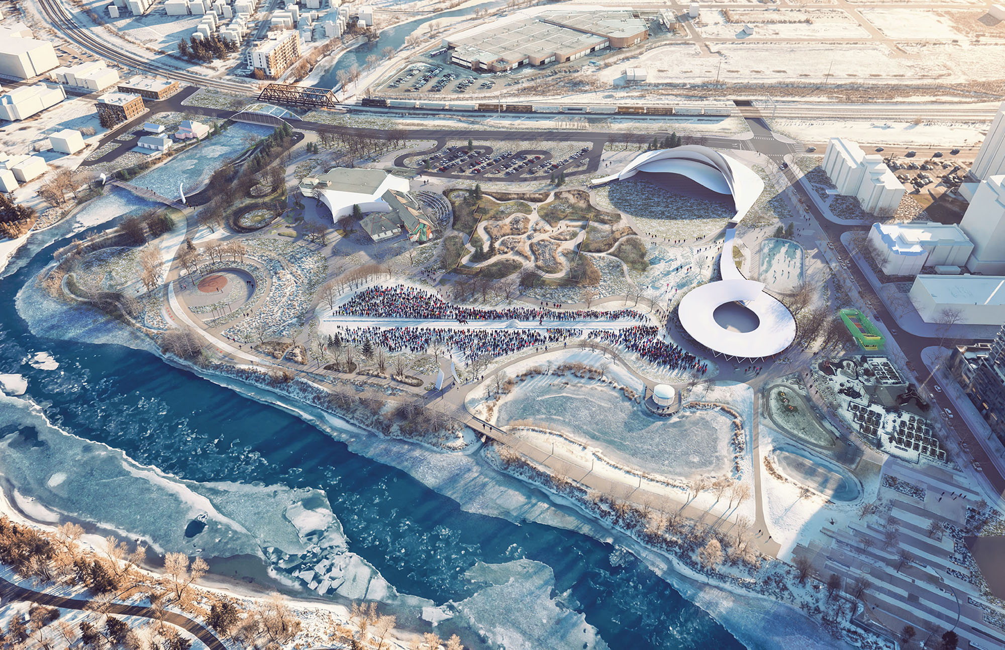 Site Concept Plan rendering — Winter Aerial
