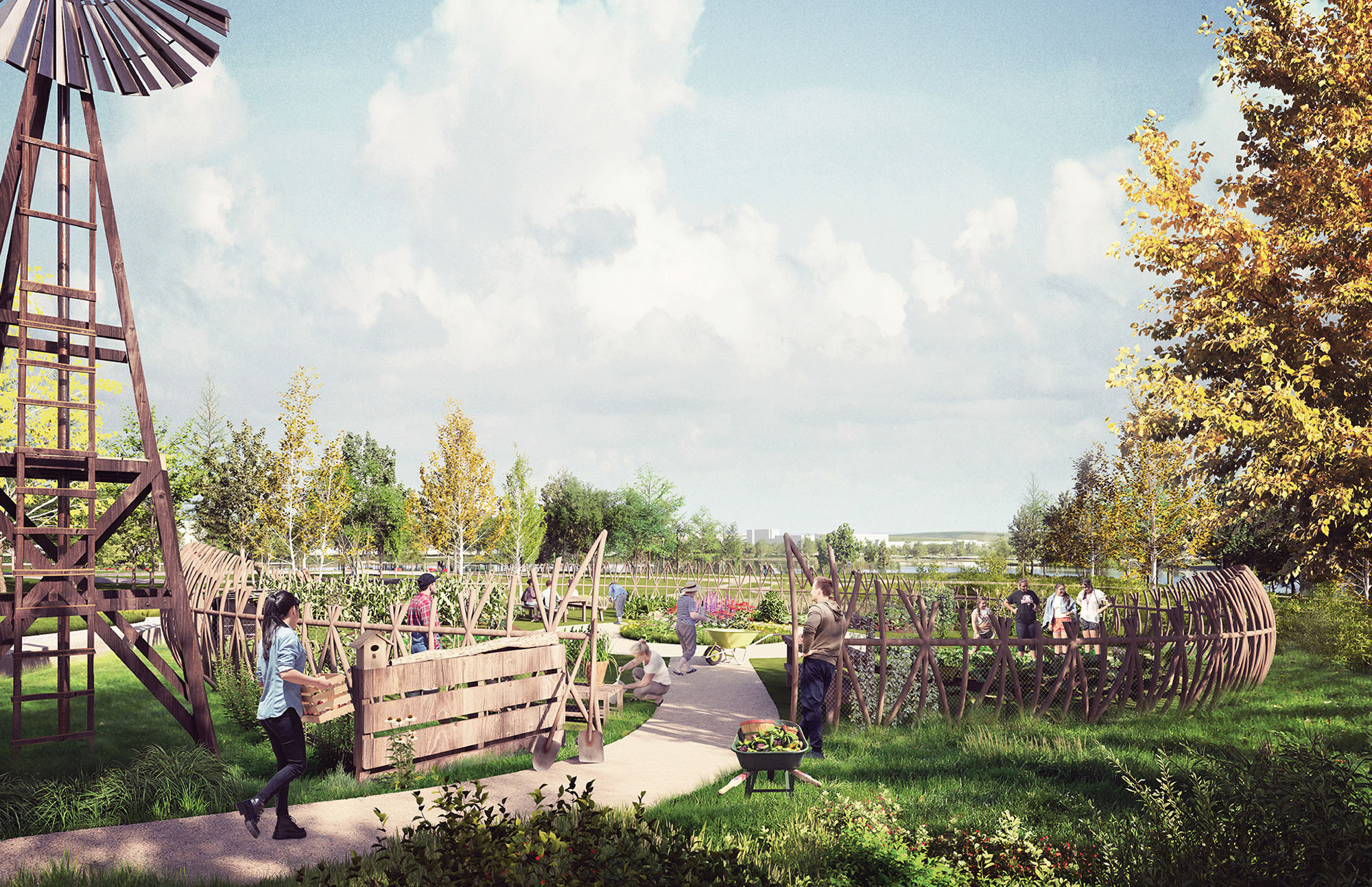 Site Concept Plan rendering — Community Garden and Foraging